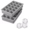 Spectrum Perfect Cube Silicone Ice Mold Freezer Tray 1.25 Cubes for Whiskey, Bourbon, Spirits & Liquor, 2-Piece Set, Oyster Gray