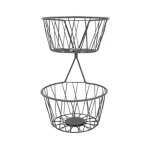 Spectrum Paxton 2-Tier Server Baskets, For Fruit, Produce, Bread, K-Cups, Snacks and More, Industrial Gray