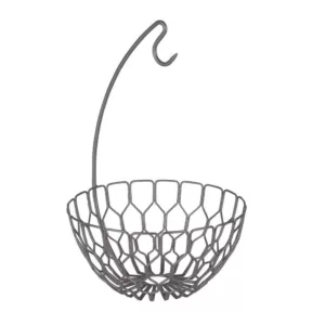 Spectrum 16.25 in. H x 10.75 in. W x 11 in. D Honeycomb Gray Fruit Basket Banana Hanger Tree