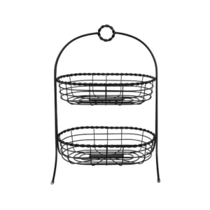 Spectrum Everly Dual Server Baskets, For Fruit, Produce, Bread, K-Cups, Snacks & More, Black