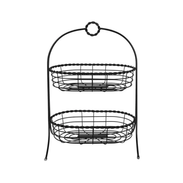 Spectrum Everly Dual Server Baskets, For Fruit, Produce, Bread, K-Cups, Snacks & More, Black