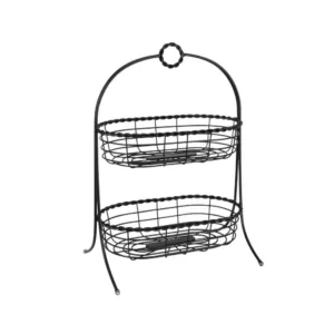 Spectrum Everly Dual Server Baskets, For Fruit, Produce, Bread, K-Cups, Snacks & More, Black