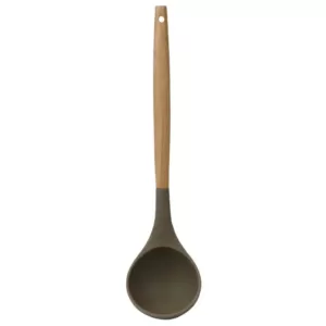 Home Basics Karina High-Heat Resistance Grey with Easy Grip Beech Wood Handle Non-Stick Safe Silicone Ladle