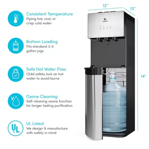 Avalon Self Cleaning Bottom Loading Water Cooler Water Dispenser - 3 Temperature Settings, UL/Energy Star Approved