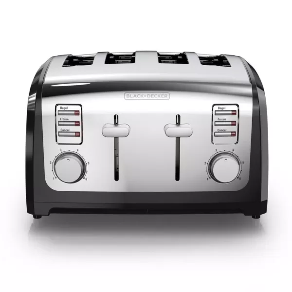 BLACK+DECKER 4-Slice Stainless Steel Wide Slot Toaster with Crumb Tray