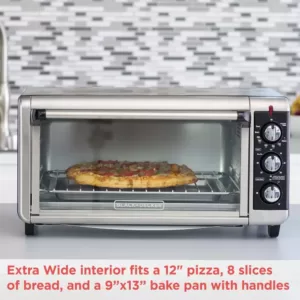 BLACK+DECKER 1500 W 8-Slice Stainless Steel Toaster Oven with Broiler