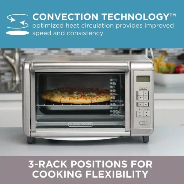 BLACK+DECKER 1500 W 6-Slice Stainless Steel Countertop Toaster Oven with Built-In Timer