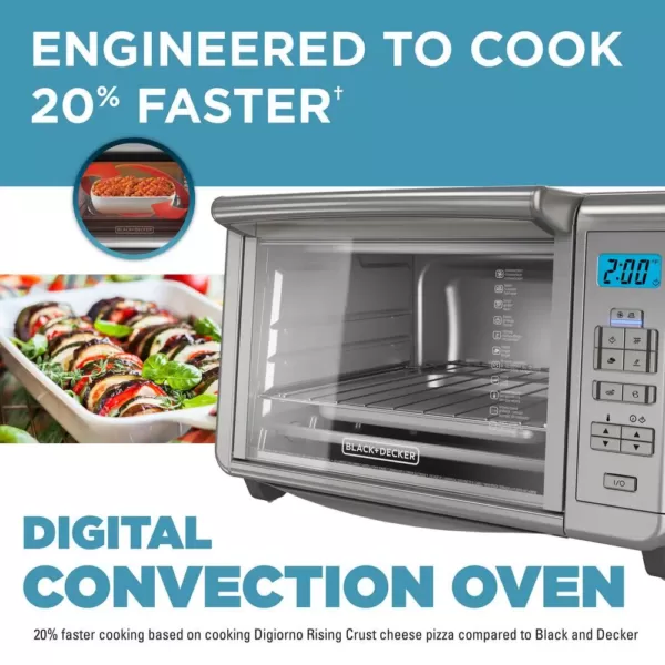 BLACK+DECKER 1500 W 6-Slice Stainless Steel Countertop Toaster Oven with Built-In Timer