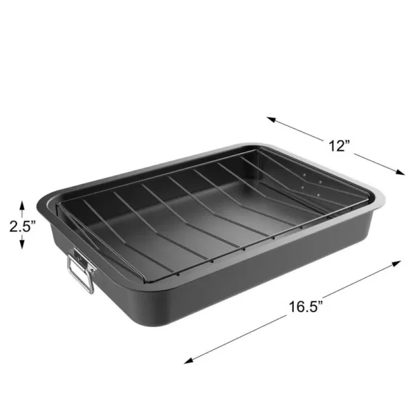 Classic Cuisine Heavy Duty Nonstick Roasting Pan with Angled Rack