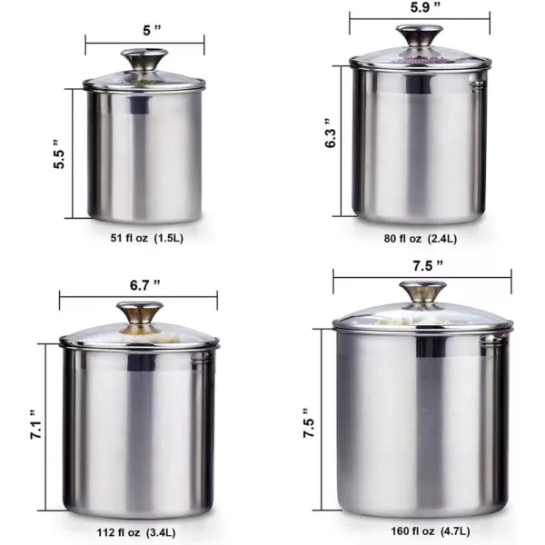 Cooks Standard 02553 4-Piece Stainless Steel Canister Set