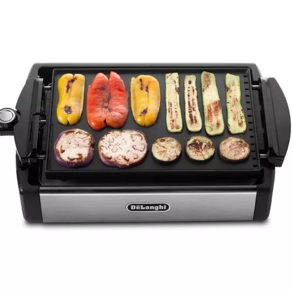 DeLonghi 2-in-1 Reversible 140 sq. in. Stainless Steel Indoor Grill with Non-Stick Surface