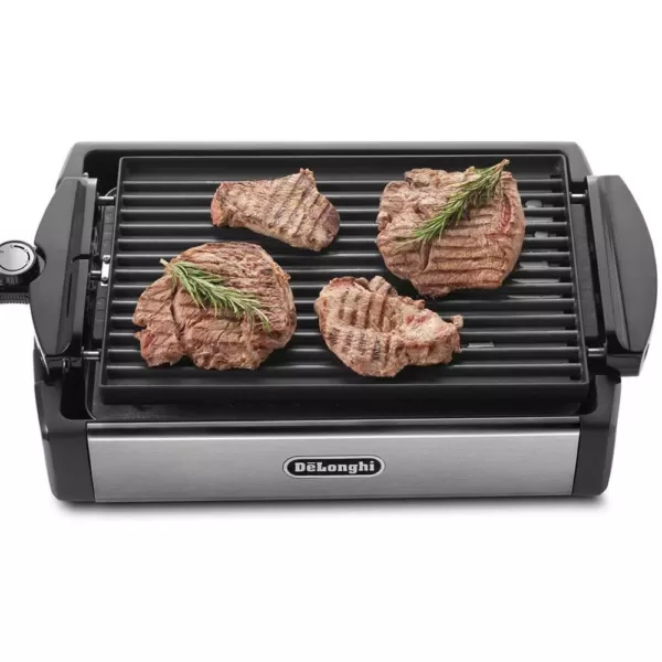 DeLonghi 2-in-1 Reversible 140 sq. in. Stainless Steel Indoor Grill with Non-Stick Surface