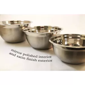 ExcelSteel 3-Piece Professional Satin Finish Stainless Steel Mixing Bowls Set