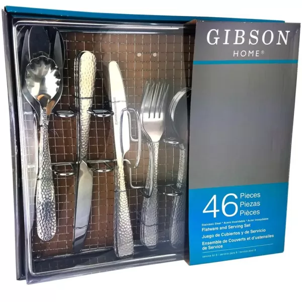 Gibson Home Hammered 46-Piece Stainless Steel Flatware Set (Service for 8)