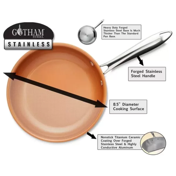 Gotham Steel 12 in. Stainless Steel Non-Stick Ti-Cerama Frying Pan