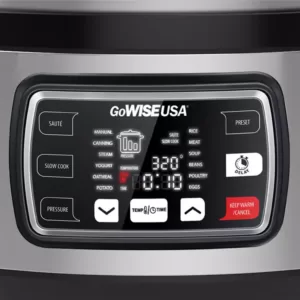 GoWISE USA Ovate 8.5 Qt. Stainless Steel Electric Pressure Cooker Oval with Accessories and 50-Recipes