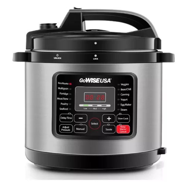 GoWISE USA 8 Qt. Stainless Steel Electric Pressure Cooker with Stainless Steel Pot