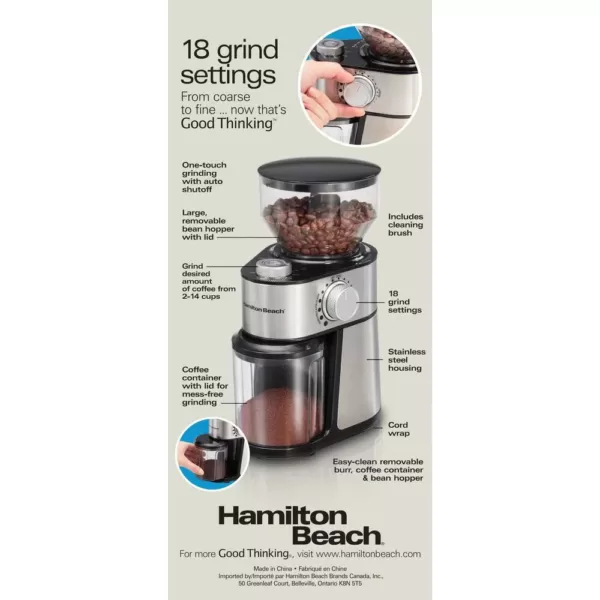 Hamilton Beach 16 oz Stainless Steel Burr Coffee Grinder