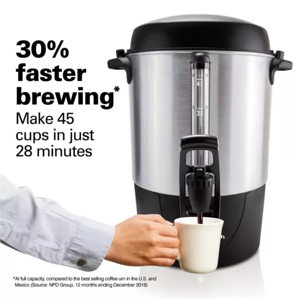 Hamilton Beach 45-Cup Fast Brew Stainless Steel with 1-Hand Dispensing Coffee Urn