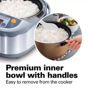 Hamilton Beach Advanced Multi-Function 16-Cup Stainless Steel Rice Cooker with Fuzzy Logic