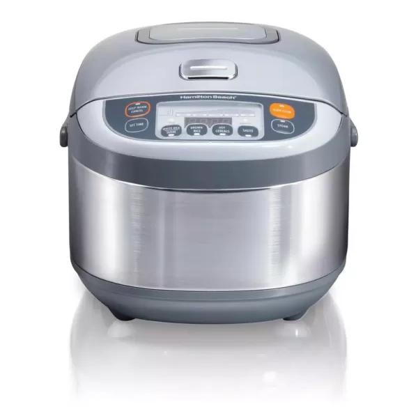 Hamilton Beach Advanced Multi-Function 16-Cup Stainless Steel Rice Cooker with Fuzzy Logic