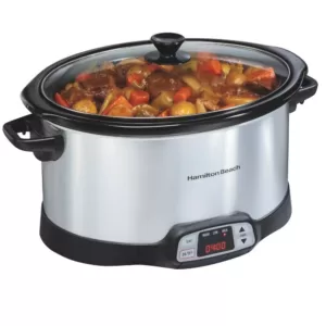 Hamilton Beach 8 Qt. Programmable Stainless Steel Slow Cooker with Built-In Timer and Temperature Settings