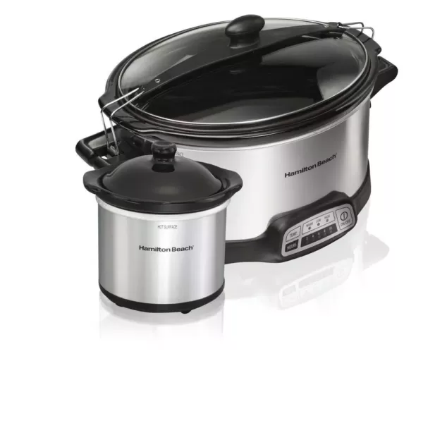 Hamilton Beach Programmable Stay or Go 6 Qt. Stainless Steel Slow Cooker with Bonus Party Dipper