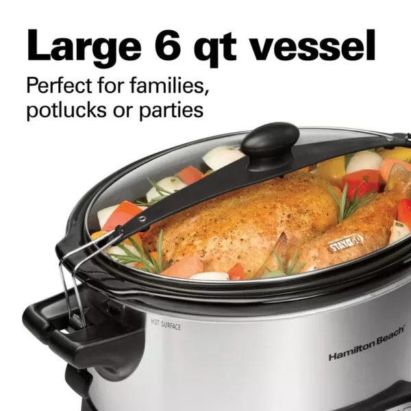 Hamilton Beach Programmable Stay or Go 6 Qt. Stainless Steel Slow Cooker with Bonus Party Dipper