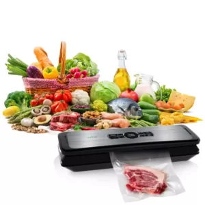 NutriChef White with Digital Scale 1-Touch Automatic Open and Close Food Vacuum Sealer Electric Air Sealing Preserver