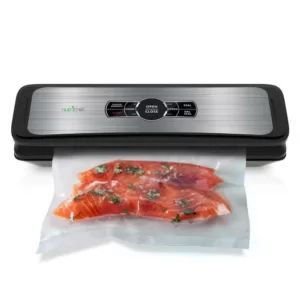 NutriChef White with Digital Scale 1-Touch Automatic Open and Close Food Vacuum Sealer Electric Air Sealing Preserver