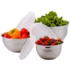 Ovente 3-Piece Mixing Bowls with Lids Stainless Steel Kitchen Storage Bakeware Set