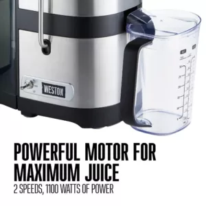 Weston Super Chute 1100 W 34 oz. Stainless Steel Centrifugal Juice Extractor with 3.5 inch Feed Chute