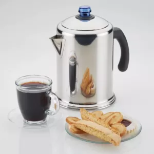 Farberware 12-Cup Classic Stainless Steel with Blue Knob Coffee Percolator