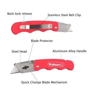 Stalwart Folding Utility Knife Set (3-Pack)