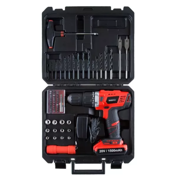 Stalwart 20-Volt Lithium Ion 1/2 in. 2 Speed Hammer Drill Set