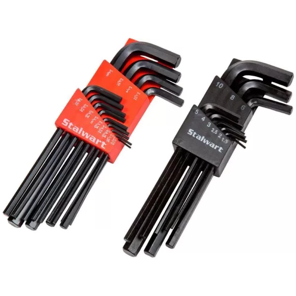 Stalwart Steel Long Arm Combo SAE and Metric Hex Key Set (22-Piece)