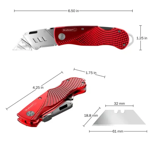 Stalwart Retractable Aluminum Utility Knife Set with 10 Replacement Blades (2-Pack)