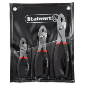 Stalwart 10 in. Utility Slip Joint Plier Set with Storage Pouch (3-Piece)