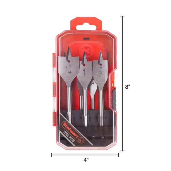 Stalwart Carbon Steel Spade Drill Bit Set with Case 7-Piece