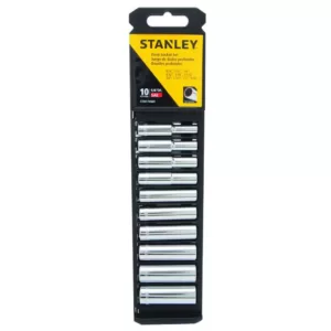 Stanley 1/4 in. & 3/8 in. Drive Full Polish Chrome SAE & Metric Mechanic Tool Set (97-Piece) w/Bonus SAE Deep Socket Set (10pc)