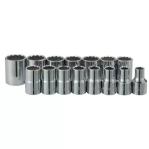 Stanley 1/2 in. Drive Professional Grade 12-Point Metric Socket Set (15-Piece)