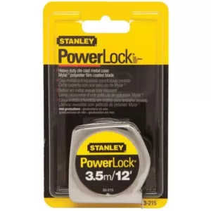 Stanley PowerLock 3.5m/12 ft. x 1/2 in. Tape Measure (Metric/English Scale)