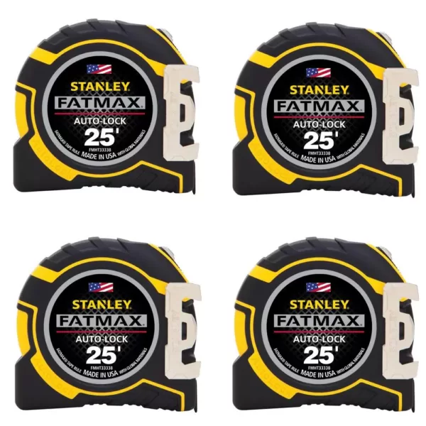 Stanley FATMAX 25 ft. x 1-1/4 in. Auto Lock Tape Measure (4-Pack)