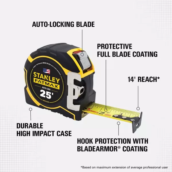 Stanley FATMAX 25 ft. x 1-1/4 in. Auto Lock Tape Measure