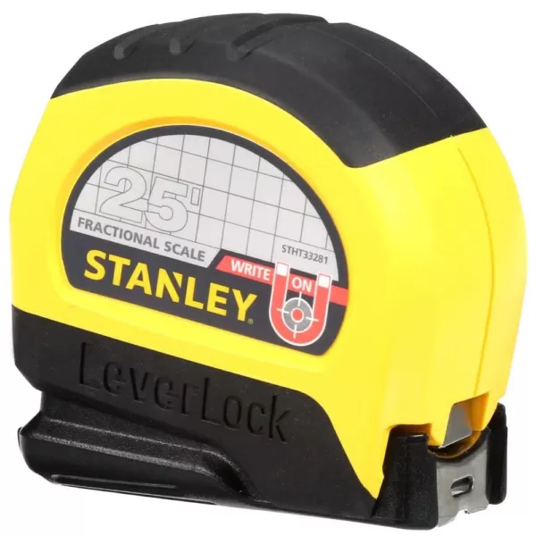 Stanley LeverLock 25 ft. x 1 in. Tape Measure with Fractional Scale