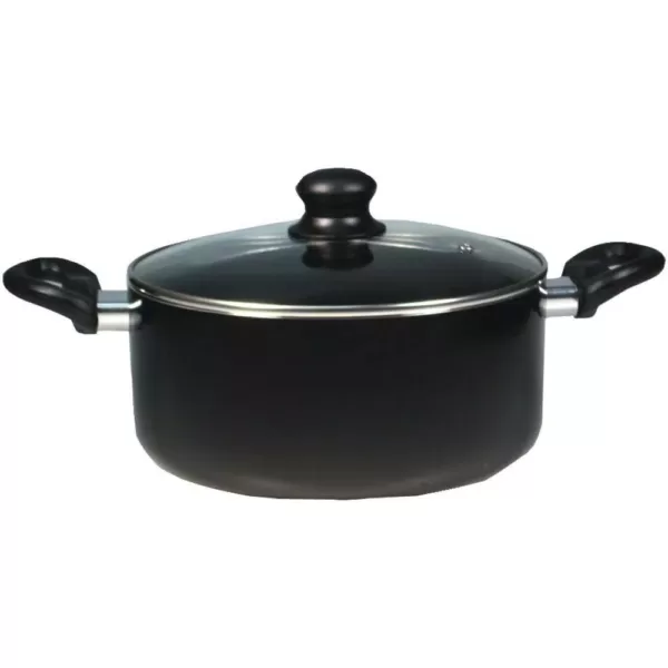 Starfrit Simplicity 5.3 qt. Aluminum Nonstick Sauce Pot in Black with Glass Lid