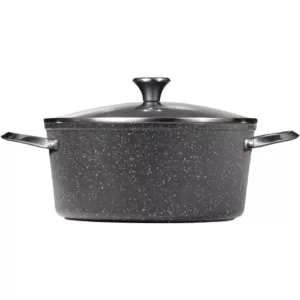 Starfrit The Rock 7.2 qt. Aluminum Nonstick Stock Pot in Black Speckle with Glass Lid