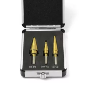 Stark Total 28 Sizes Titanium Heavy-Impact HSS Step Drill Bit Set (3-Piece)