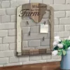 Stonebriar Collection 18 in. x 24 in. Brown Wooden Rooster Wall Decor with Metal Tray Mesh Message Board