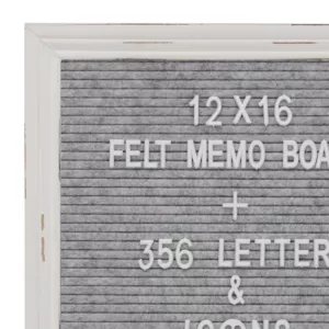 Stonebriar Collection Gray Felt Memo Board with White Wash Wooden Frame